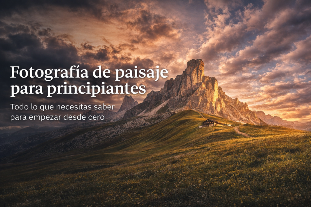 fotografía de paisaje de montaña al atardecer con luz cálida, ejemplo para aprender composición y luz en paisaje