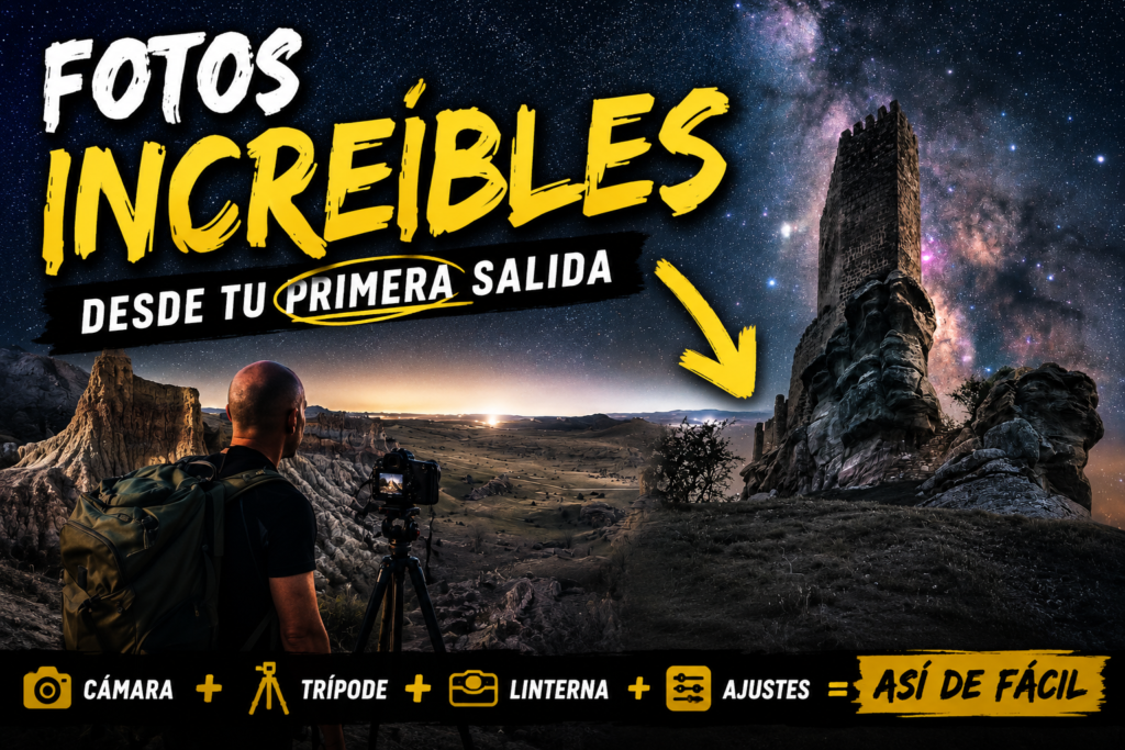 Fotografía nocturna de paisaje con la Vía Láctea visible sobre una costa rocosa bajo un cielo estrellado